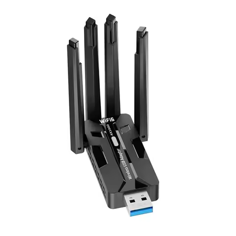 WiFi 6 USB Adapter 1800Mbps WiFi Dongle Dual Band 2.4G/5G Wireless Network Card with 4 High Gain Antennas for PC Laptop Desktop