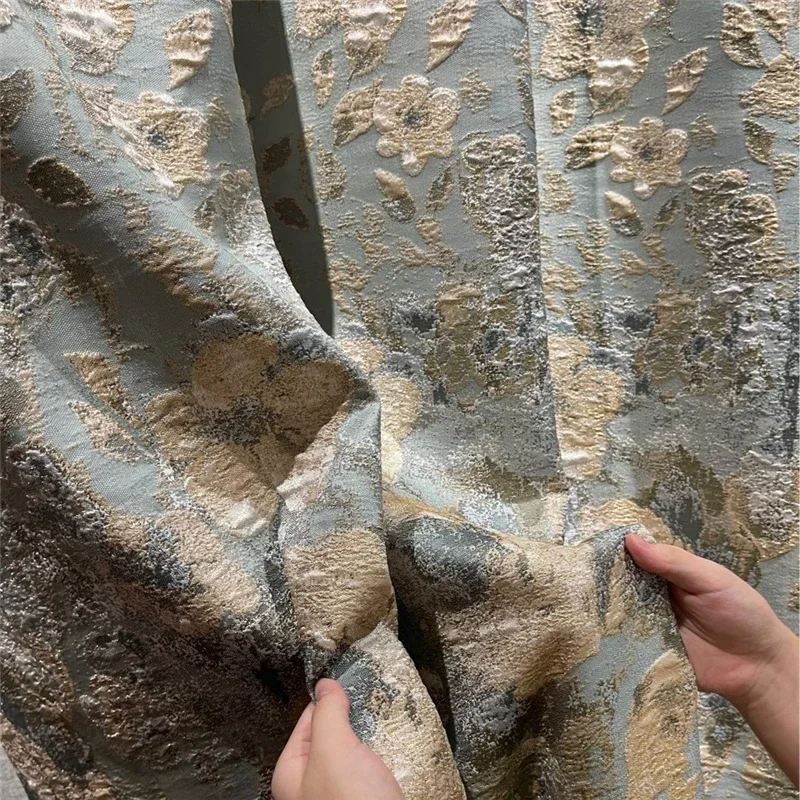 Vorhänge für Wohnzimmer, Schlafzimmer, Fenster, hochwertige, individuelle Küchenvorhänge, europäische Top-3D-geprägte Stereo-Jacquard-Verdunkelung – Detail 5
