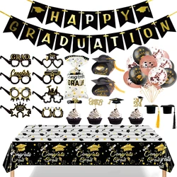 Graduation Decorations Class of 2024 Congrats Grad Balloon Paper Banner Cake Topper Gift Box Graduation Season Theme Party Decor