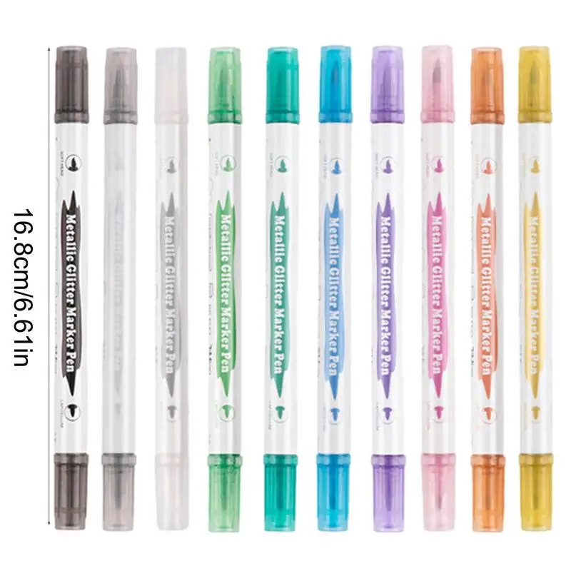 ปากกามาร์กเกอร์แปรงนิ่ม10สีสำหรับการ์ดของขวัญวันเกิดปากกาศิลปะสีทำอัลบั้มรูปแบบทำมือ