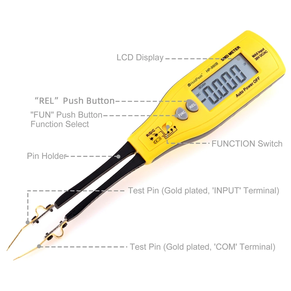 DT35BG Digital Auto-Recognition Multimeter, SMD Portability Tester Tool, for Resistors Capacitors Diodes