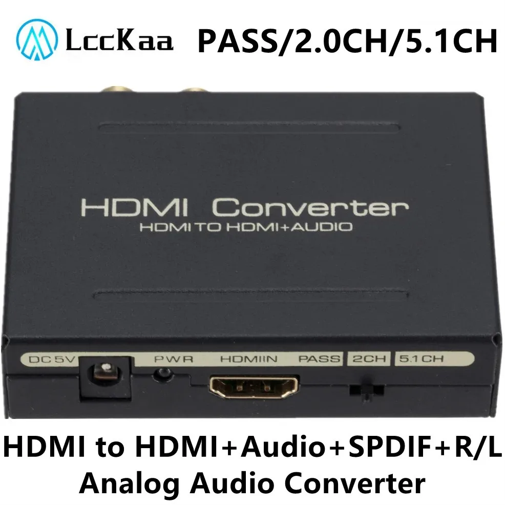 Konwerter audio 4K HDMI kompatybilny z HDMI na HDMI+ Audio (SPDIF + RCA L/R Stereo) dla Fire Stick Xbox PS4/3 Obsługa 3D