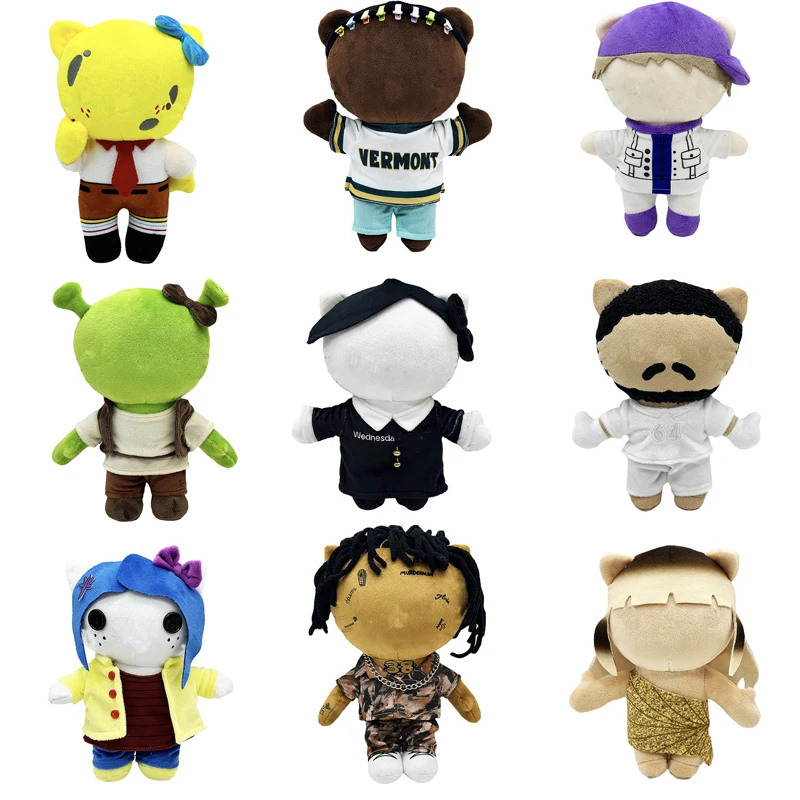 Multiple Styles Cute Cat Eminem xxxtentacion Frank Ocean Plush Toy Doll with Clothes Stuffed Soft Plush Toys Fans Collect Gift