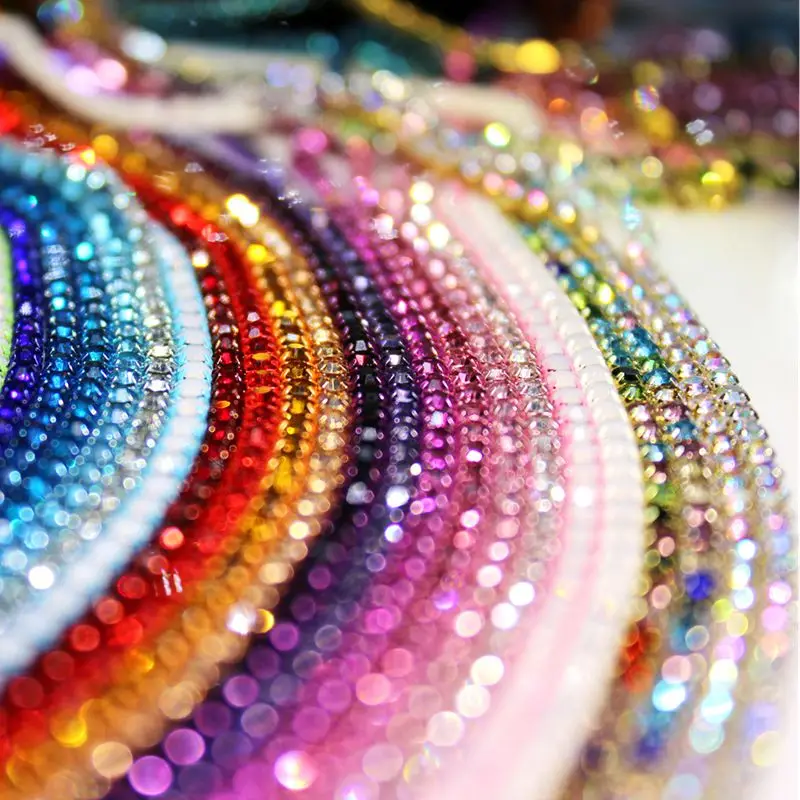 Strass Kette Rolle Quaste 1/10Yard Kristall Band Strass Banding Nähen Auf Gold Strass Trim Streifen Tasse Ketten Für Handarbeiten – Detail 4