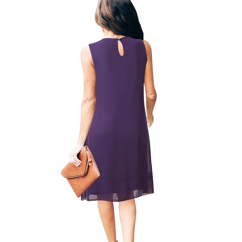 Vestido de gasa con lentejuelas negras para mujer, vestido elegante sin mangas con volantes, bodycon para fiesta, vestidos bohemios informales para playa 2024 S-5XL