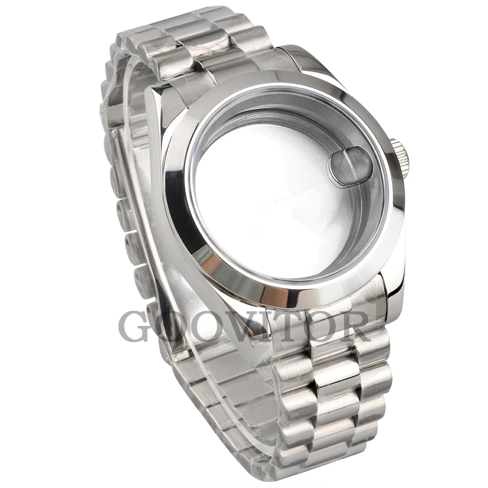 Waterproof 40mm NH35 Watch Case Presidential Strap For Seiko NH35 NH36 Movement Sapphire Glass DATEJUST Case Watch Accessories