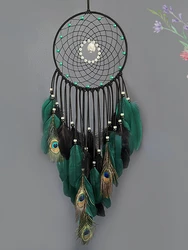 Peacock Feathers Luminous Beads High-grade Wall Pendant New Creative Dream Catcher Bedroom Living Room Decoration Wind Chimes
