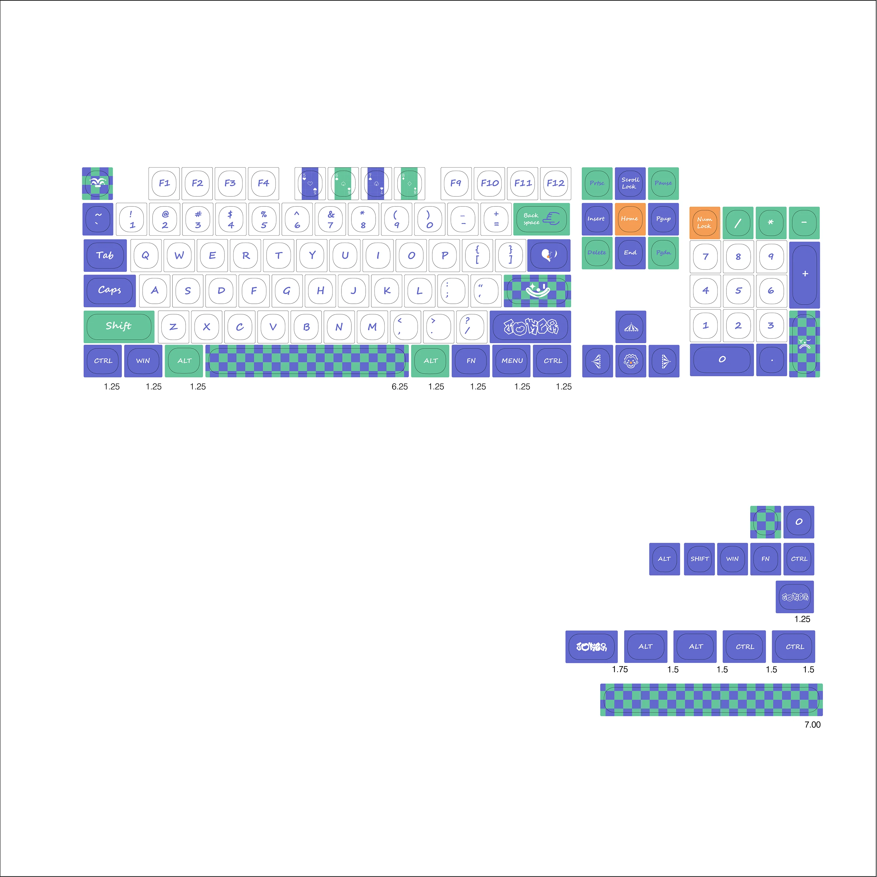 JCM MA Profile PBT Keycaps Joker Dye-Sub Key Caps ISO Layout 7u Space Bar For Mechanical Keyboard Wooting A75 MX Magnetic Switch