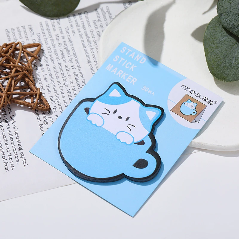 30Sheets Kawaii Cup Cats Sticky Note Pads Kawaii Self-Adhesive Memo Notepad School Students Office Supplies Stationery Planner