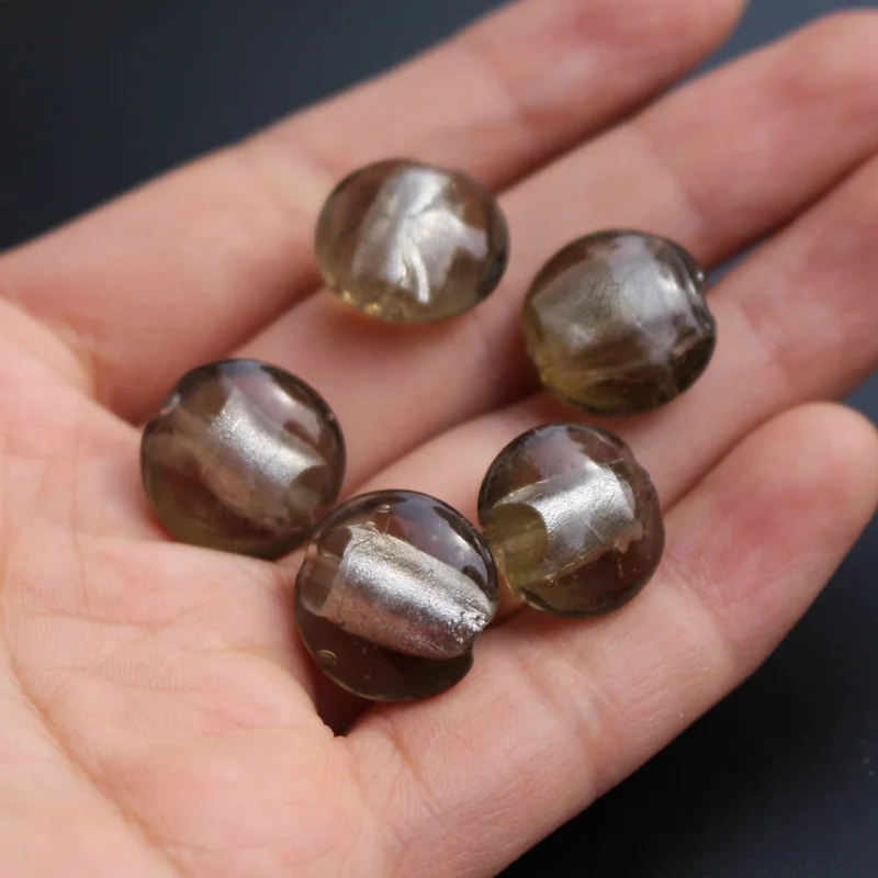10Pcs 15.5mm 20mm Lampwork glass beads Round Flat Foiled Multi-Color for jewelry Bracelet Necklace Earring &DIY Craft Fashion