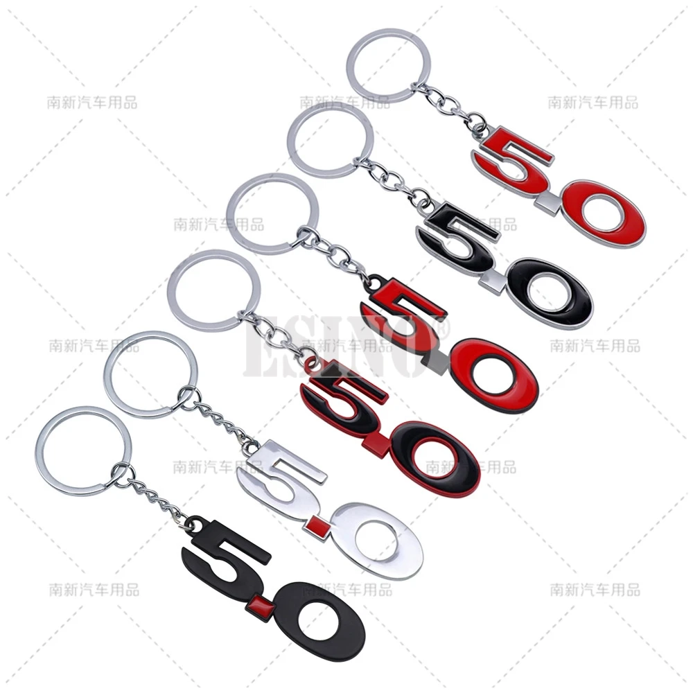 Car Styling 3D Metal Zinc Alloy Metal 5.0 Key Chain Keychain Key Ring for Ford Mustang Shelby V8 5.0 Twin Turbo