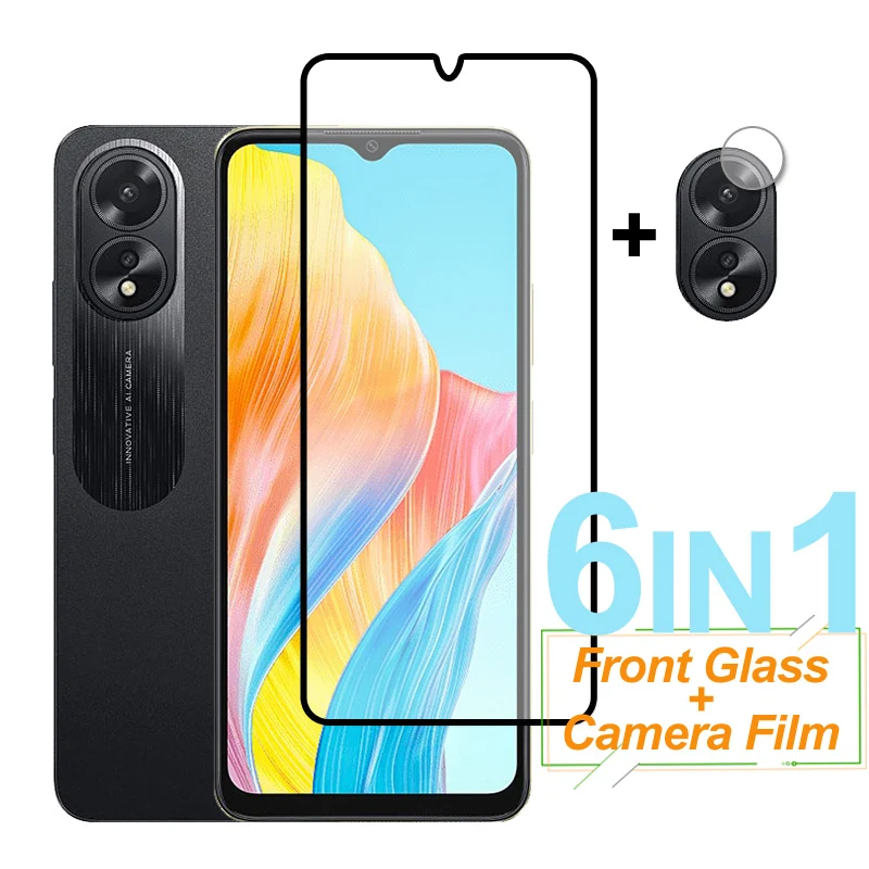 Protector de pantalla de vidrio templado para OPPO A38, película protectora de lente de cámara de teléfono, cubierta completa