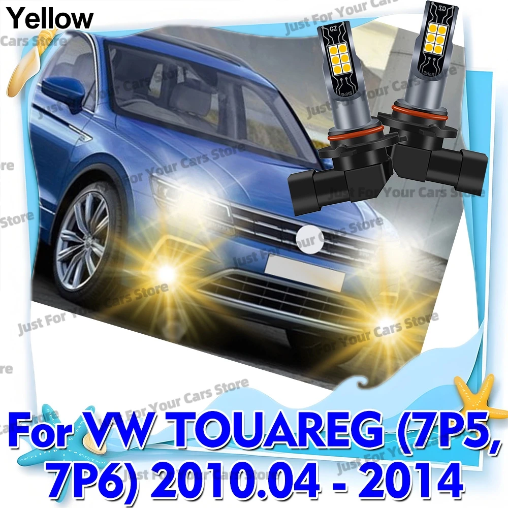 2Pcs LED Fog Light Bulbs 3000K Yellow Lighting For VW TOUAREG 7P5 7P6 Vehicles 2010.04 -  2011 2012 2013 2014 Wireless Lamps 12V