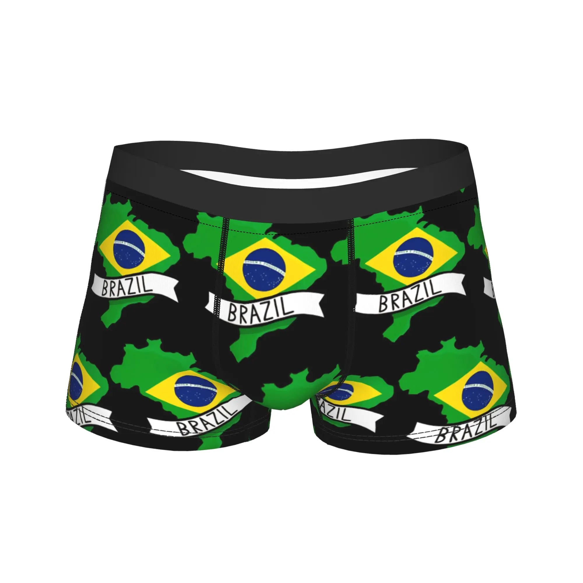 Brazil Flag Map Boxershorts  Pouch Underwear Trenky Printing Shorts Briefs Sexy Soft Man Panties Big Size 2XL