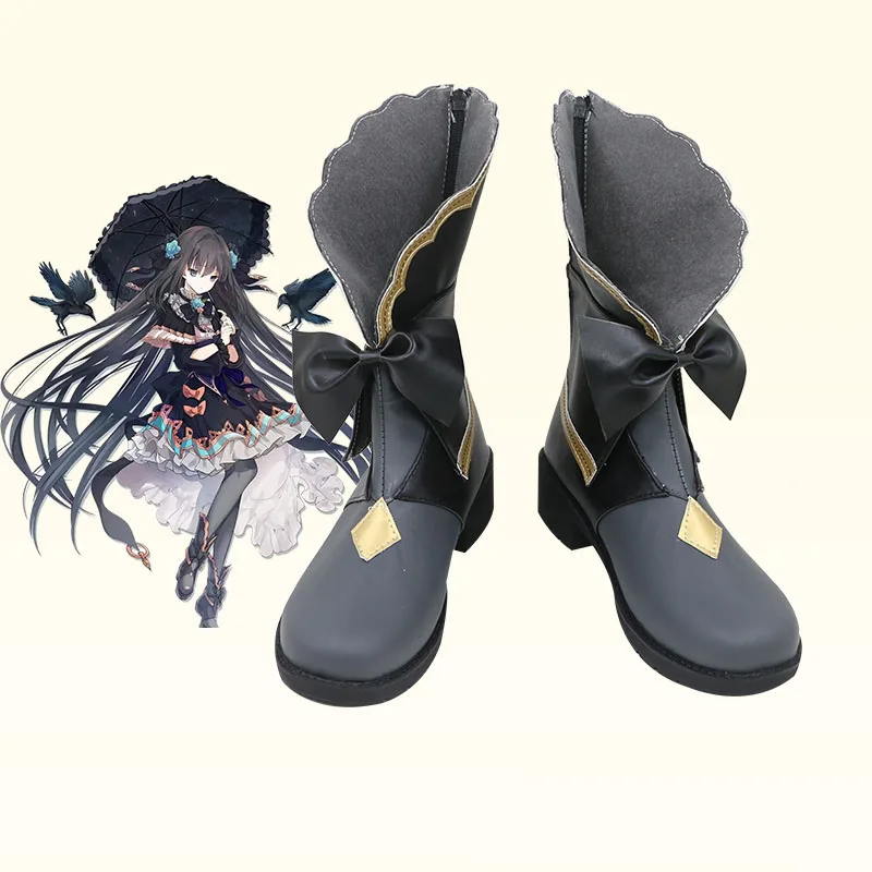 Game Music game cos umbrella Tairitsu Cosplay Sweet Handmade Customized Women Lolita mid-calf boot prop Shoes