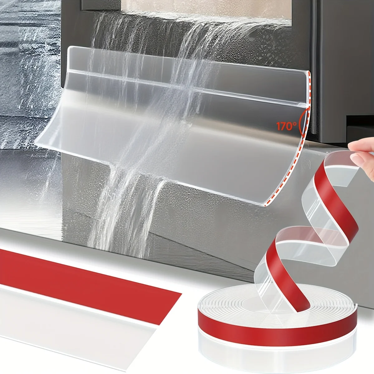 500cm Heavy-Duty Waterproof Rubber-Like Window & Door Rain Drip Guard, Edge Sealing Strip, Heavy Rain & Wind Water Barrier