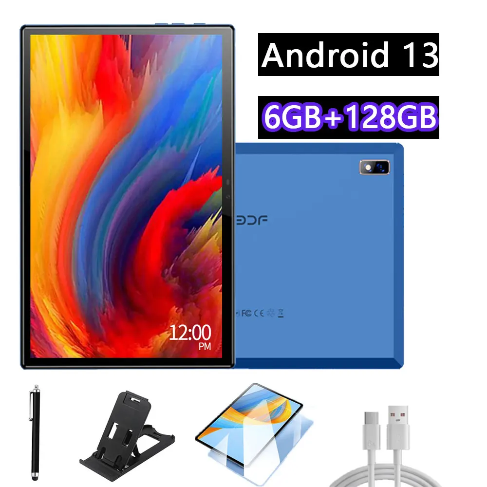    تابلت مع قلم، تابلت أندرويد 13، 6 جيجابايت + 128 جيجابايت، شاشة IPS عالية الوضوح 1280 × 800، يدعم مكالمات الفيديو