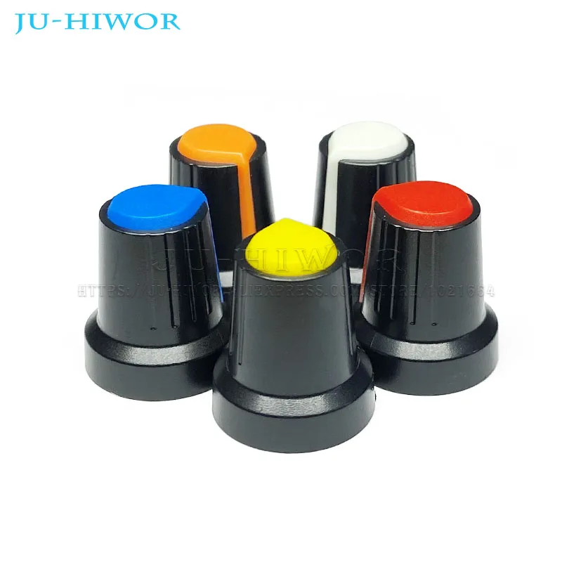 10PCS WH148 15X17mm 6mm Shaft Hole Potentiometer AG2 Plastic Knob Cap Yellow Orange Blue White Red Green