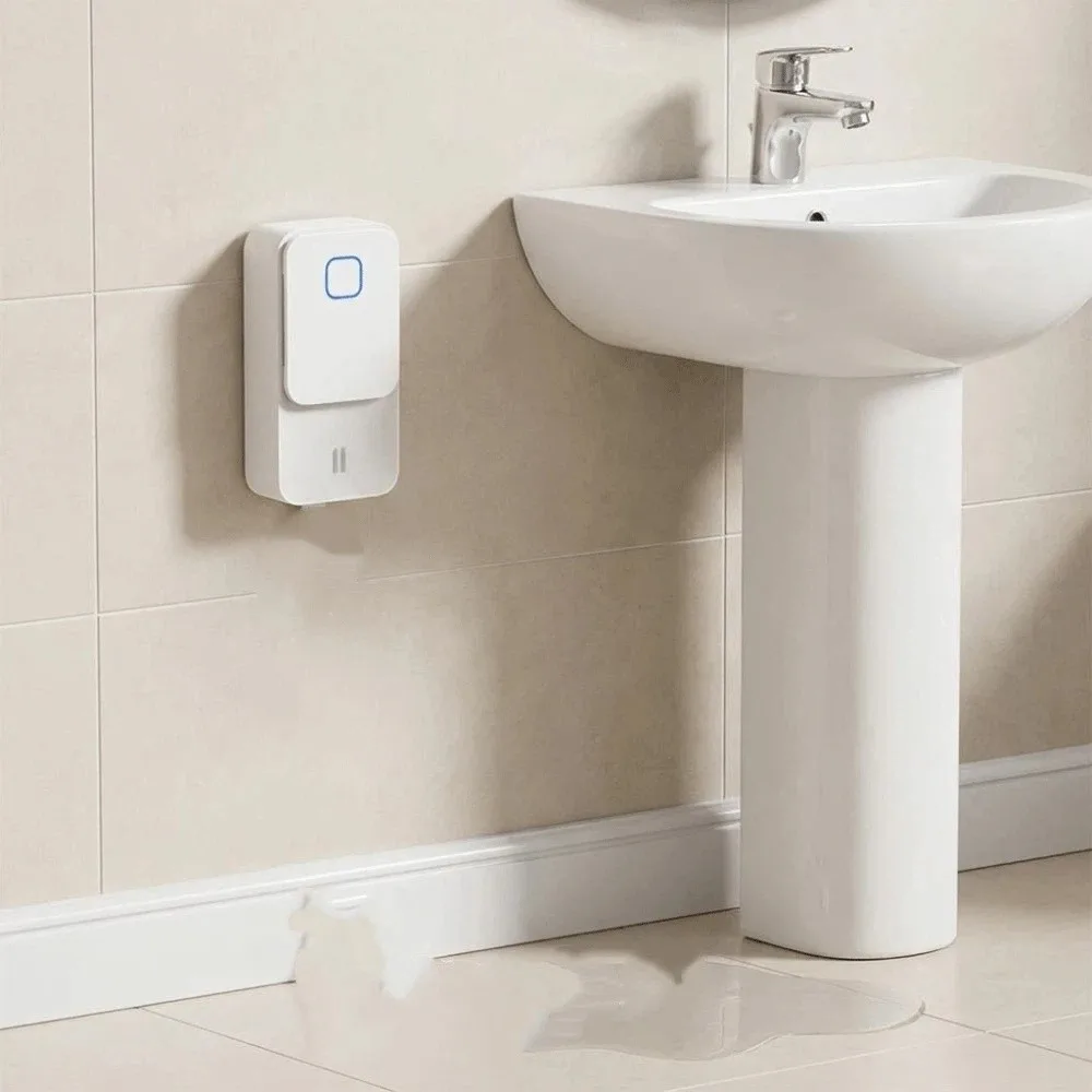 WiFi-Connected WiFi Water Immersion Sensor Compact Build Dual-Surface Detection Home Security Leak Alarm Straightforward Setup