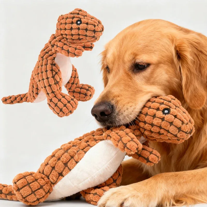 

Interactive Dinosaur Plush Toy with Sound for Dogs and Cats Chew Resistant Stuffed Animal Puppy Kitten Teething Chew Toys