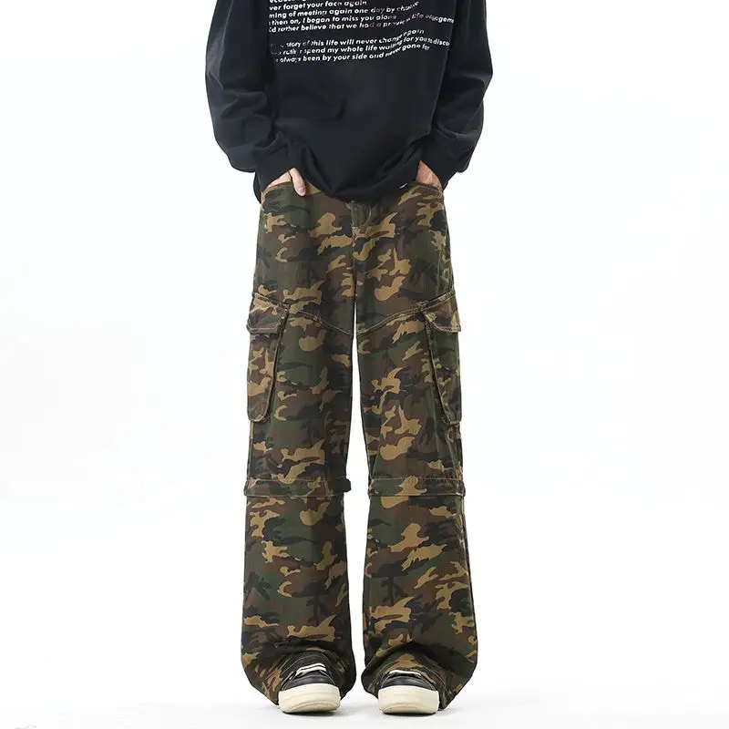 

Мужские повседневные джинсы-карго в стиле кэжуал с камуфляжным принтом, съемные, свободного кроя, для активного отдыха, с высокой талией, винтажные, из хлопка и полиэстера...