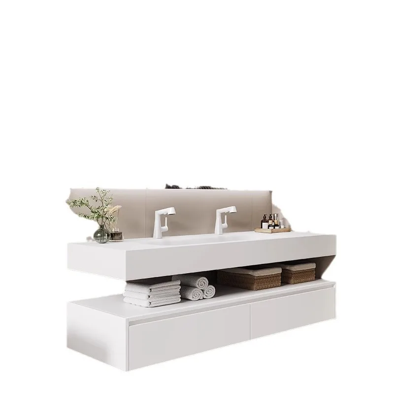 Integrated basin bathroom cabinet Combined bathroom Double faucet enlarged basin Wash table Bathroom cabinet