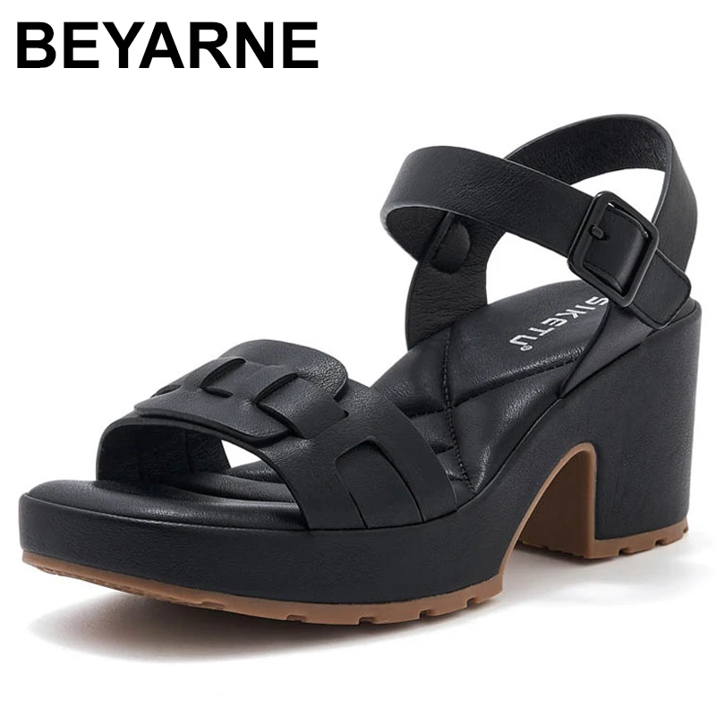 Весенние и летние женские сандалии на толстой подошве, повседневные и удобные сандалии на липучке большого размера, дышащие и повседневные