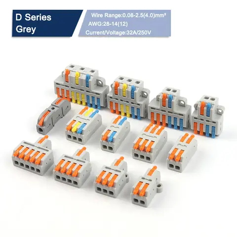 10PCS Universal Compact Wire Connector Splitter Quick Electrical Cable Splice Terminal Block For 28-12AWG Small Wiring Connector