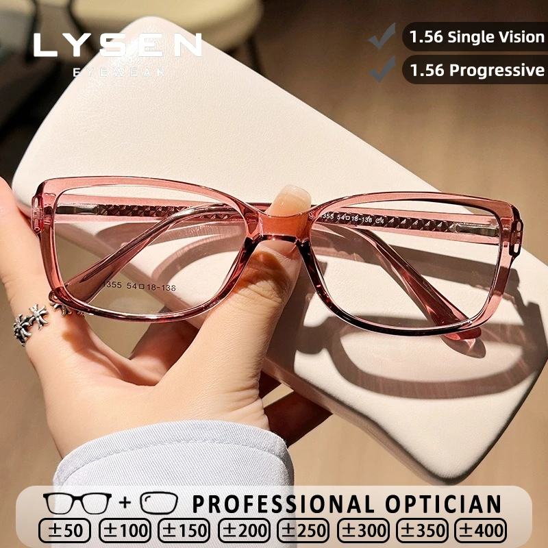

LYSEN Rectangular Women Reading Glasses Anti Blue Light Myopia Optical Eyewear Anti Reflection Prescription Progressive Glasses