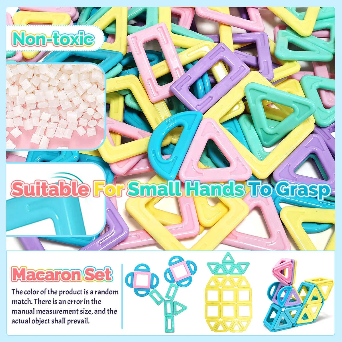 Conjunto de blocos de construção magnéticos, brinquedo STEM para menino e menina, quebra-cabeça educacional infantil, construção de presente de aniversário e Halloween, macaron