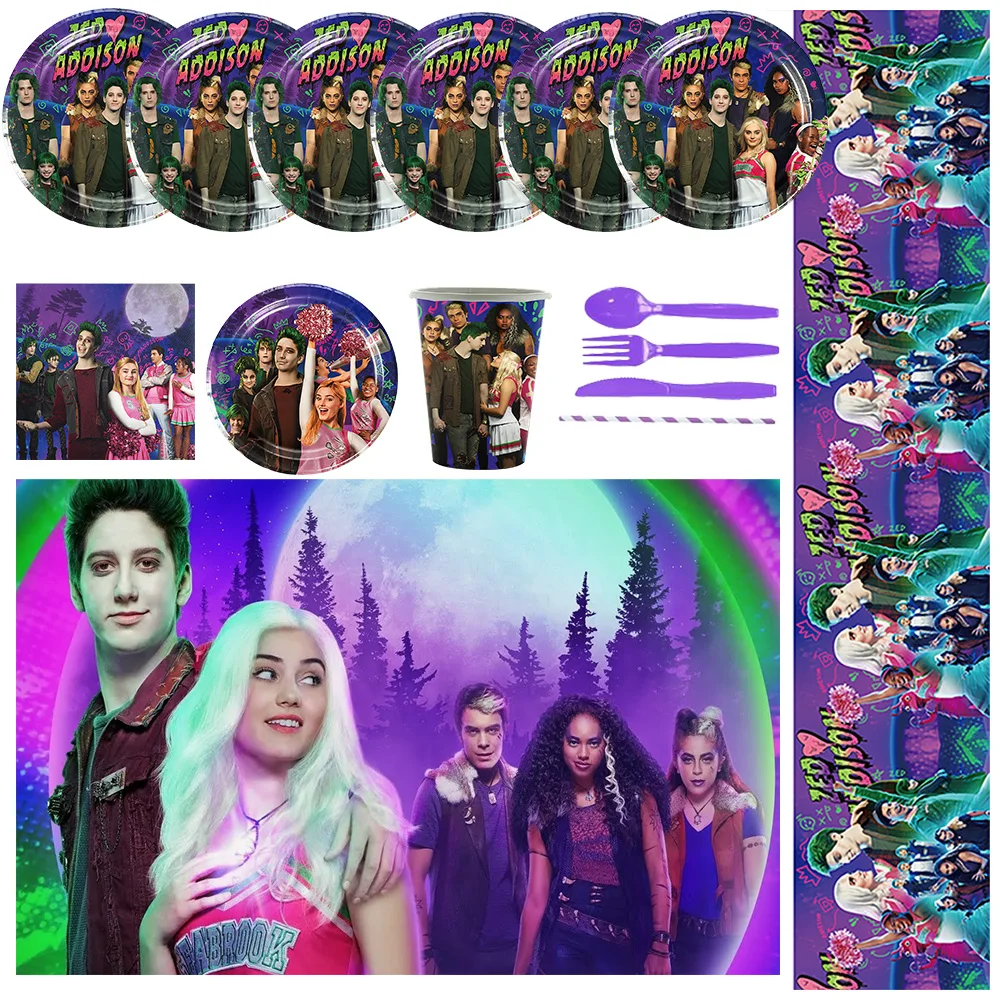 10/20 Personen Disney Zombie High School Geburtstag Party Dekoration Einweg Teller Tasse Servietten Tischdecke Hintergrund Party Supplies
