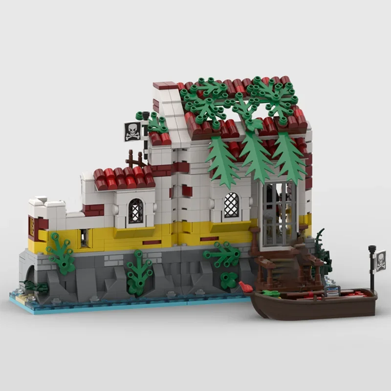 

659 деталей MOC: Средневековая пиратская крепость Эльдорадо 10320, Модульный конструктор Барракуда-Бэй, DIY-набор, игрушка-подарок