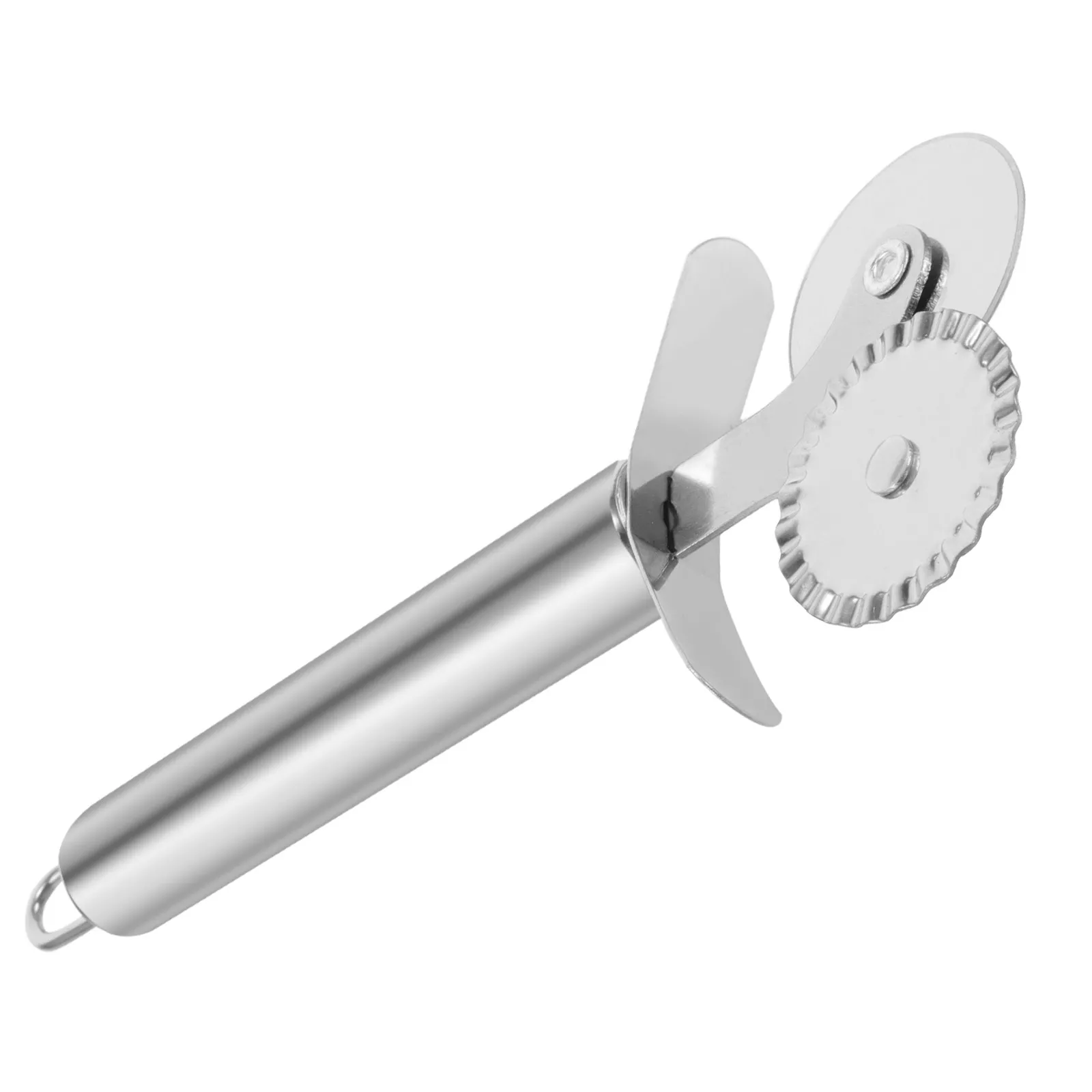 Double-Headed Stainless Steel Pizza Cutter with Safety Finger Guard Loop Handle for Pizza Pie Waffle Pastry Slicer Roller Dough