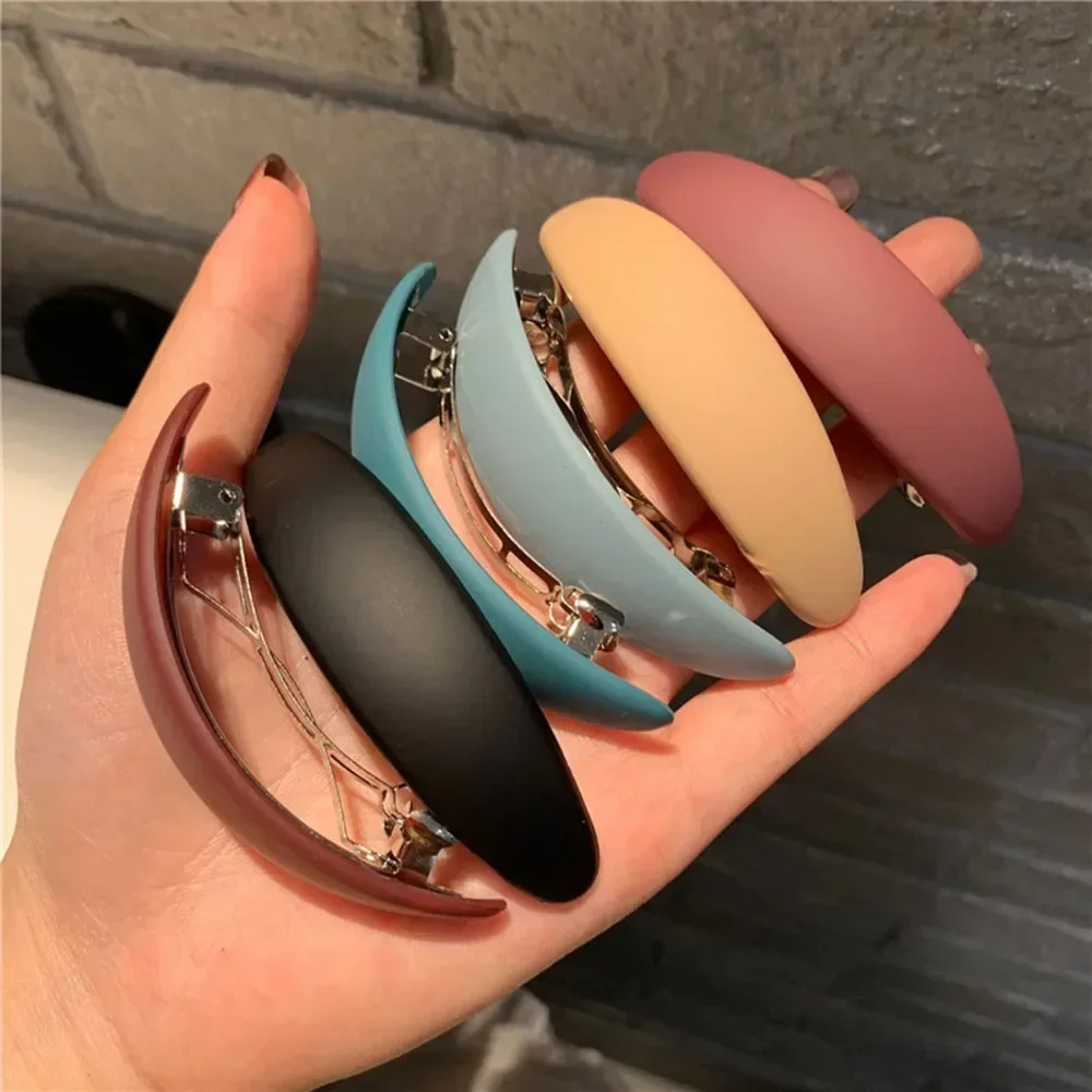 Matte Geometric Spring Hair Clip Elegant Women Barrettes Hairpins Ponytail Holder Hairgrips Girls Hair Accessories Styling Tools