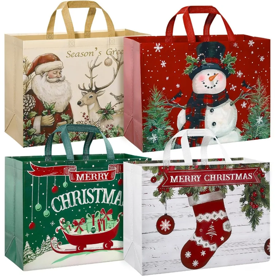 

36 Pack 17" Extra Lar Cristmas Gift ags Reusale Non-Woven Cristmas Tote ags wit andles Perfect for Gift Wrap/Party Favor Suppli