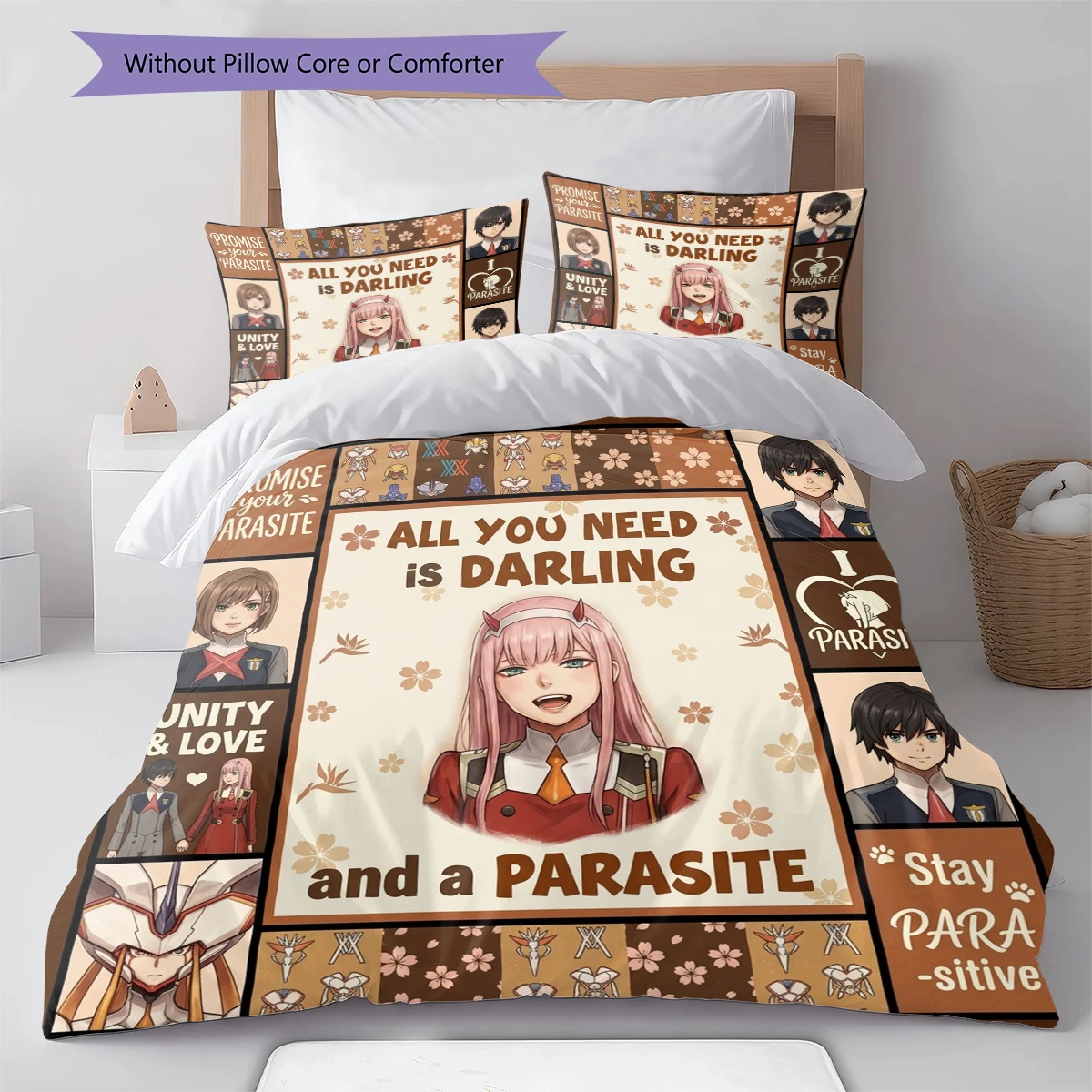 DARLING in the FRANXX Soft Comfort Duvet Cover, Kids Bedding Set Gift,Size  Various Options -HE77
