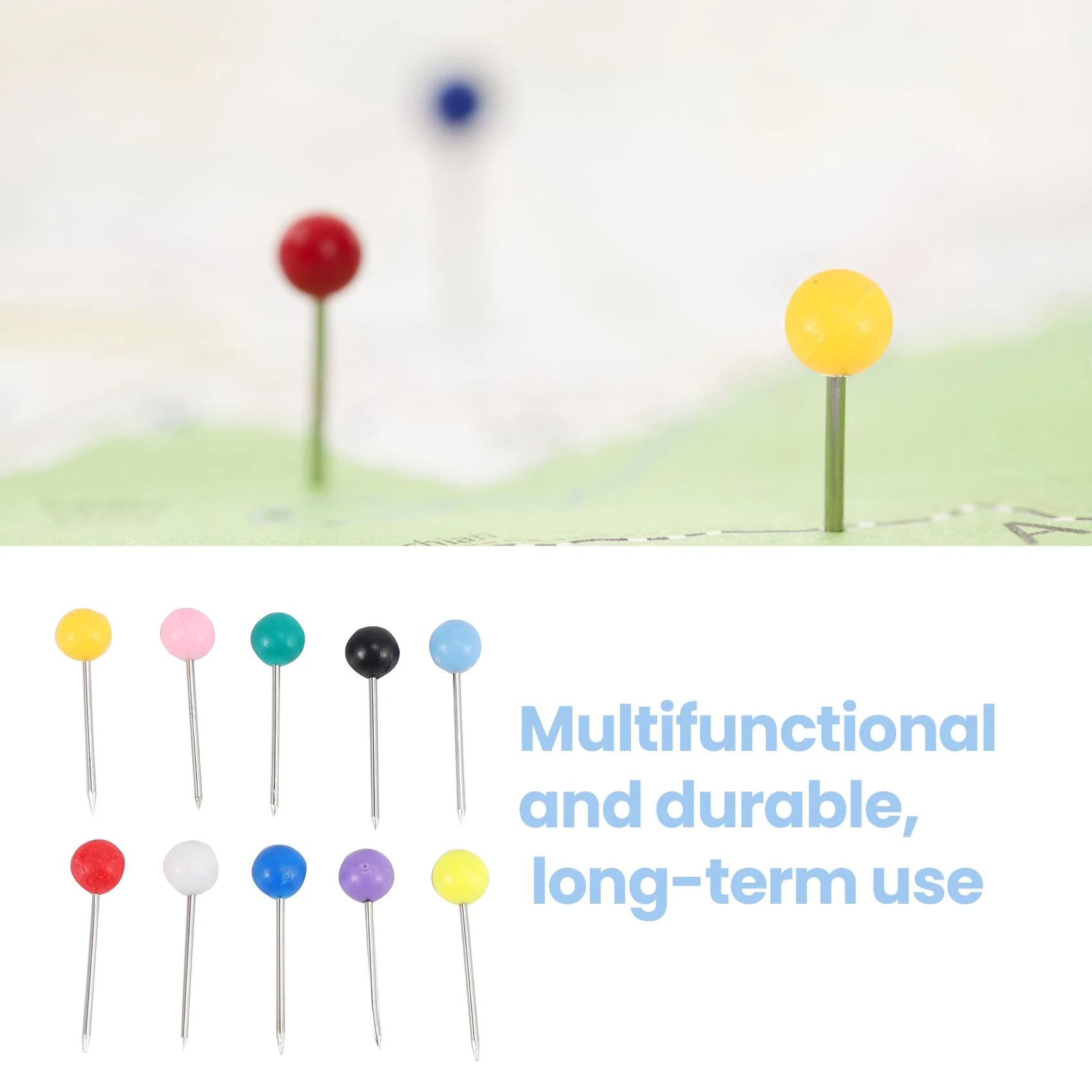 FTGT-1000 Pcs Map Tacks Push Pins Plastic Head with Steel Point Cork,Board Safety Colored Thumbtack Office School Supply
