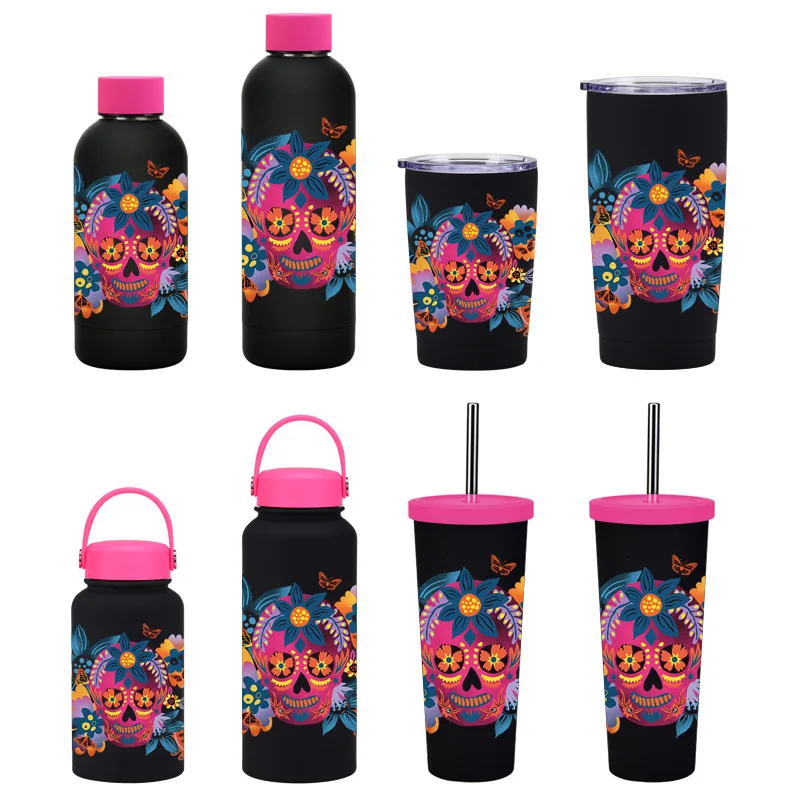 

Mexican style printing vacuum bottle cartoon Halloween pattern vacuum bottle