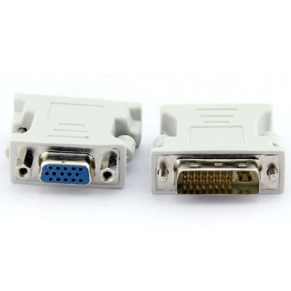 Adaptador de conector blanco, convertidor de vídeo de plástico multiusos, Mini Monitor de ordenador DVI 24 + 1 a VGA hembra duradero