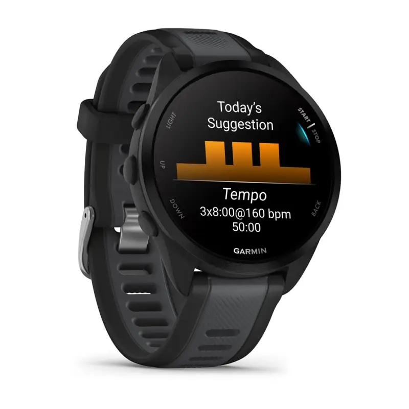 ساعة ذكية Garmin Forerunner 165 للجري ماراثون والسباحة وركوب الدراجات والرياضات الخارجية مع معدل ضربات القلب والأكسجين في الدم ونظام تحديد المواقع العالمي (GPS)