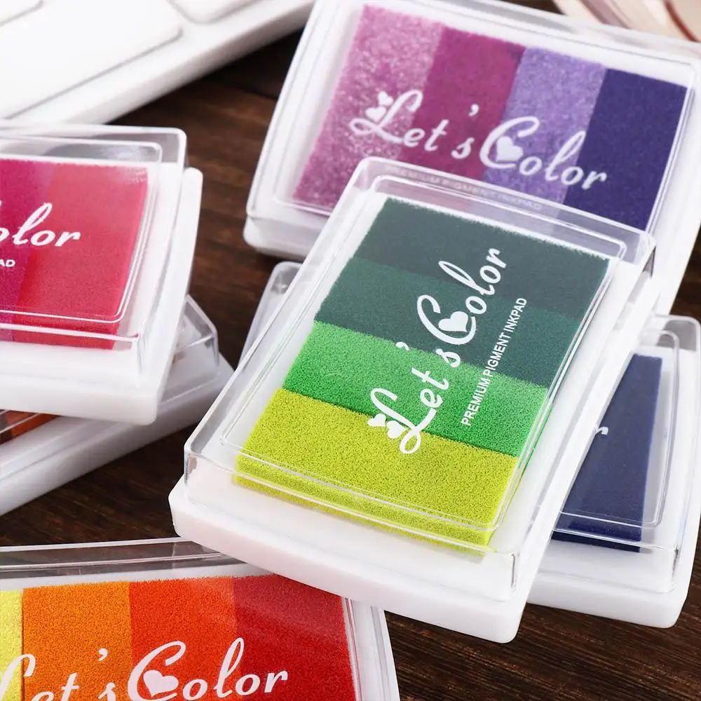 Safety Hand Account School Office Scrapbooking Gradient Color Ink Pad Newborn Footprint Inkpad Stamp Oil Based Rainbow Ink Pad