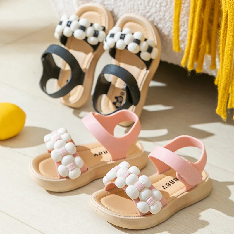 2022 new girls sandals Baotou beach shoes 1-5years old children non-slip soft bottom children\'s sandals non-slip summer sandals