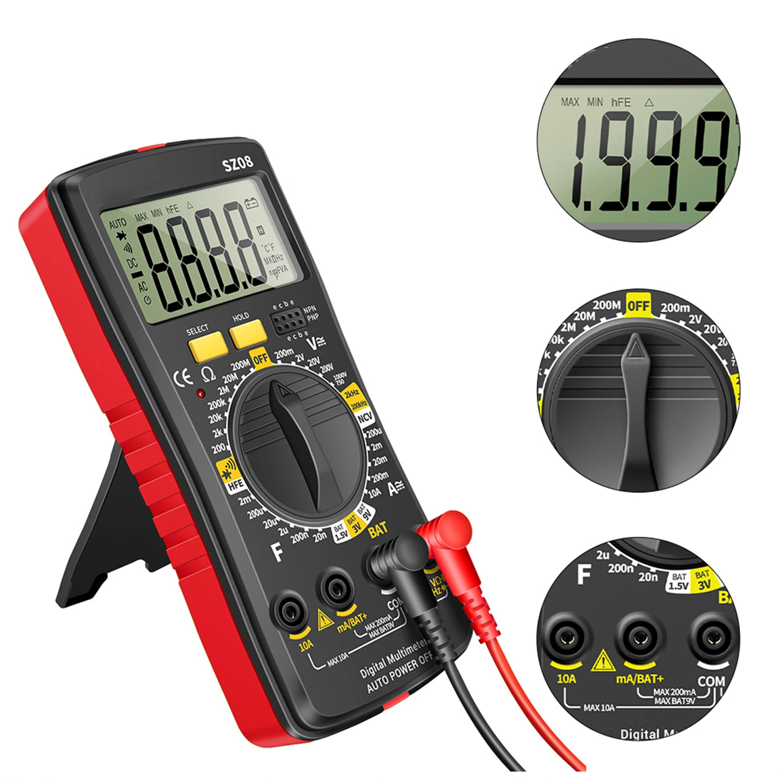 

1 set Digital Multimeter Voltage Current Tester Electrical Repair Tool for Home Automotive Use Diode Meter