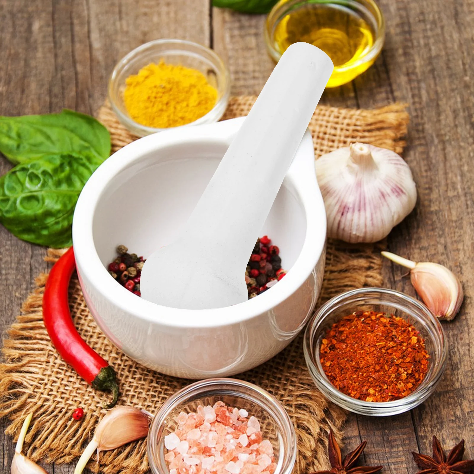 Varilla de molienda de alimentos de cerámica, mortero pequeño de cocina, ajo, jengibre, herramienta de molienda Manual, molinillo de alimentos en polvo, solo pestillo