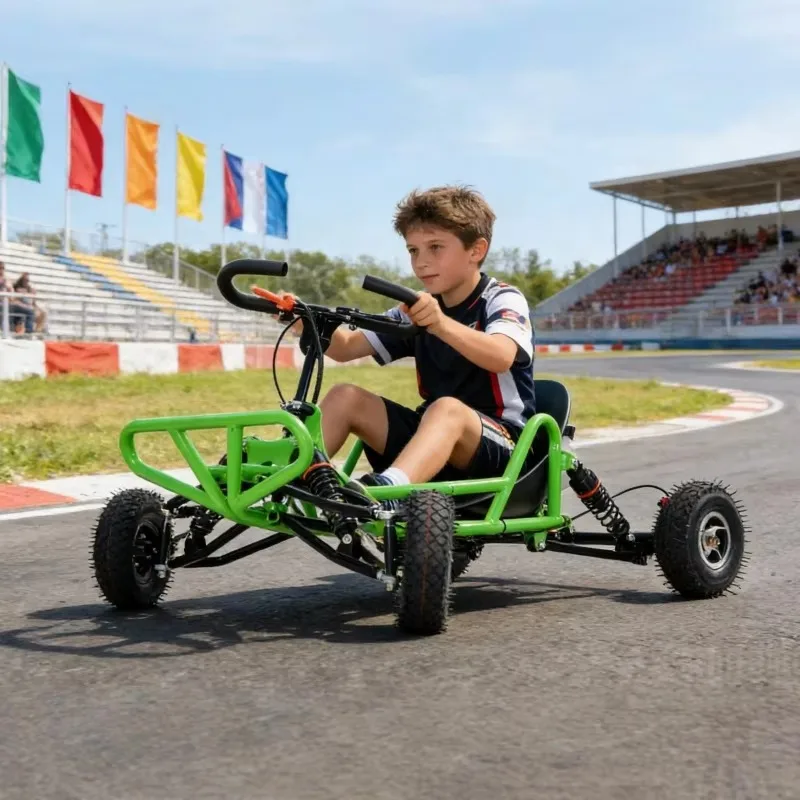 

2-Stroke Gas Mini Go-Kart 10 Small Wheels 35km/h Heavy-Duty Off-Road Drift Kart for Adults & Teens