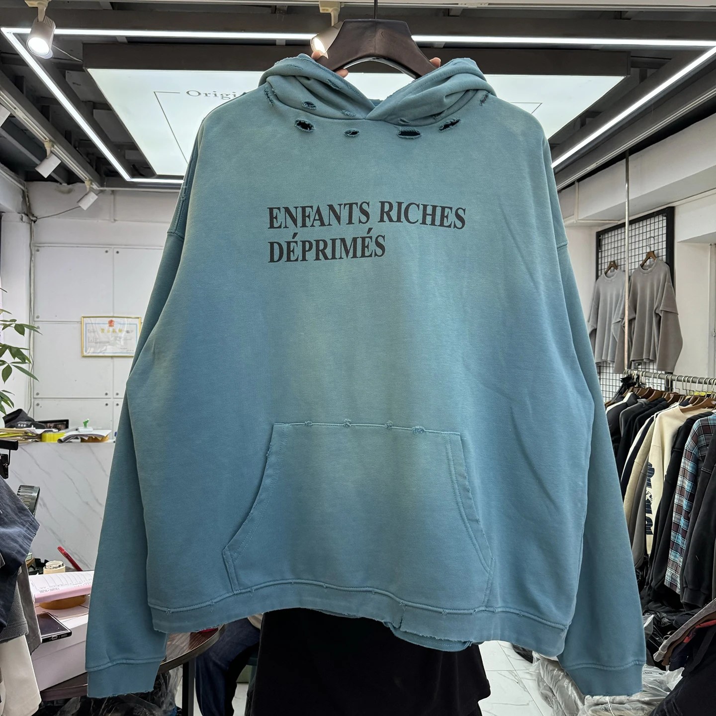 

Waed out American Sle Rich Kids Classic Letter Print Ripped Hoodie Sweatirt ex Casual Wear Daily Leisure Faion