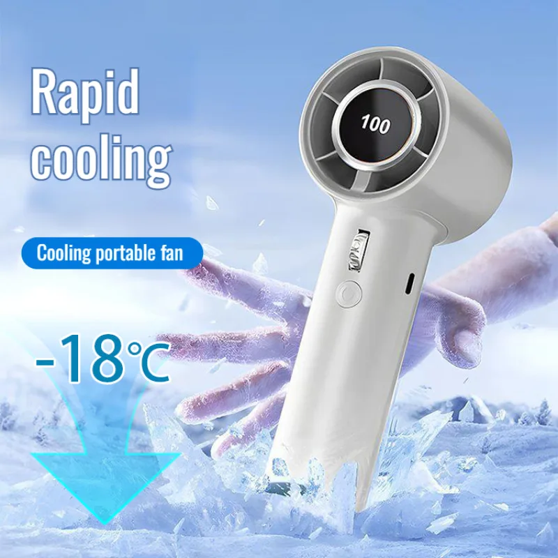 Digital display highspeed turbine ice mini portable rechargeable fan handheld portable ice fan