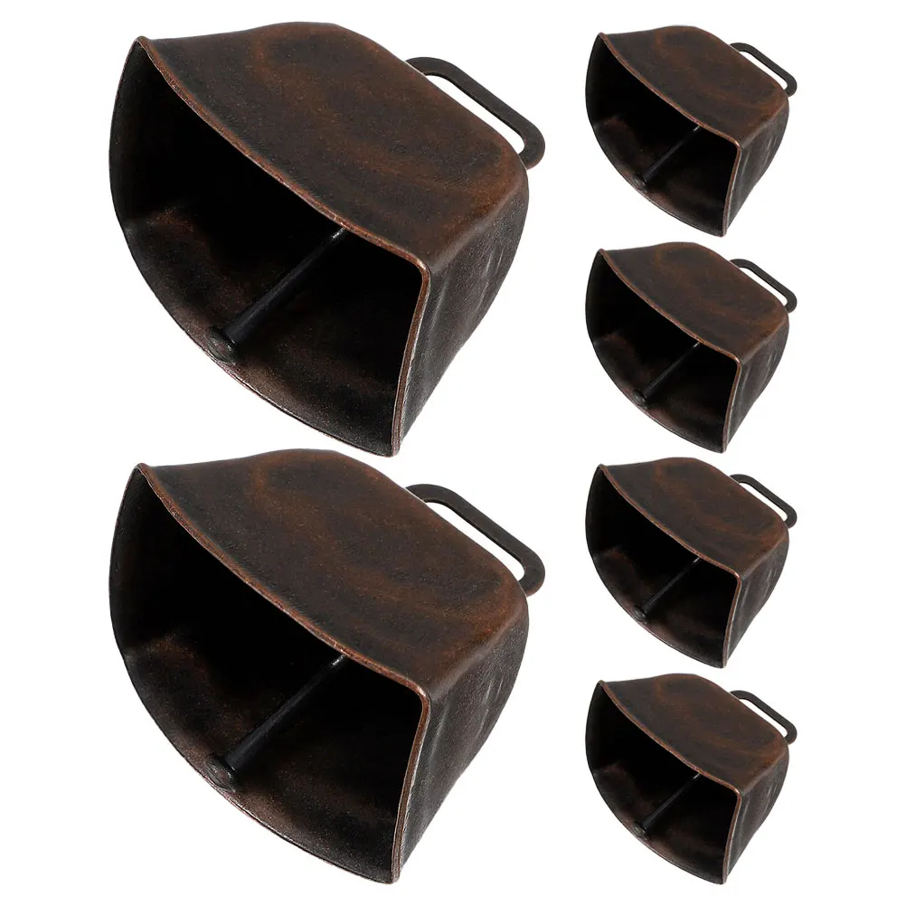 6pcs Metal Cow Retro Style Smooth Edge Pet Bells Loud Clear Sound Animal Tracking Farm Animals Finding Decorative Hanging Bells