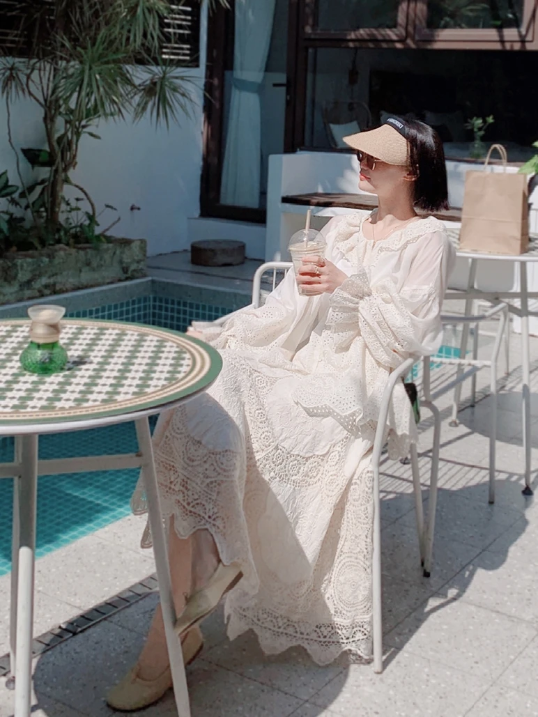 TIYIHAILEY Primavera Estate Ramie Top Donna Manica lunga a lanterna Tees Camicie stampate sottili Allentate 2 pezzi con usura interna Nuovo scollo a V