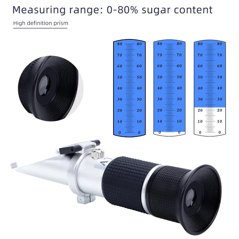 Misuratore di concentrazione di zucchero rifrattometro per miele portatile 0-80% Tester per saccharimetro Brix 0-80% per miele, frutta, zucchero alimentare ATC